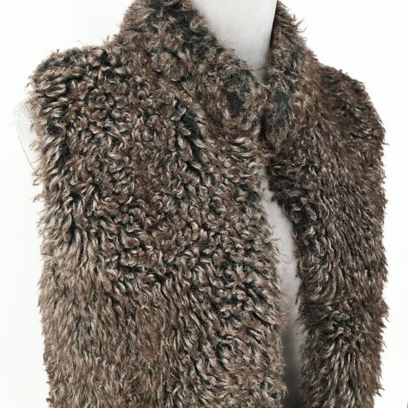89th and Madison Vest Womens Medium Brown Faux Fur Front Sweater Back Hipster - Picture 7 of 13